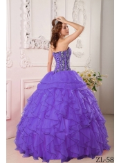 2014 Purple Organza Ball Gown Sweetheart Floor-length Cheap Quinceanera Dresses