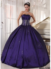 2014 Purple Sleeveless Embroidery Beautiful Quinceanera Dress For Military Ball