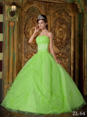 2014 Spring Green Ball Sleeveless Gown Strapless Floor-length Cheap Quinceanera Dresses
