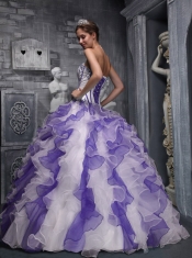 2014 Sweet 16 Ball Gown Sleeveless Taffeta and Organza Appliques Quinceanera Dress