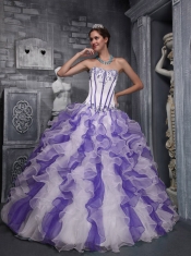 2014 Sweet 16 Ball Gown Sleeveless Taffeta and Organza Appliques Quinceanera Dress