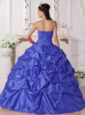 2014 Sweetheart Taffeta Beading Blue Ball Gown Floor-length Beautiful Quinceanera Dress In Spring And Winter