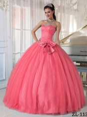 2014 Watermelon Ball Gown Lace-up Sweetheart Floor-length Cheap Quinceanera Dresses