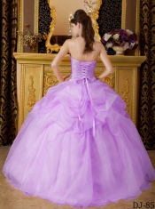 Affordable Strapless Organza Beading Ball Gown Dress in Lilac with Appliques