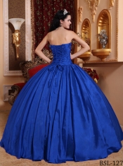 Affordable Sweet 16 Dresses In Blue Ball Gown Strapless With Taffeta Beading