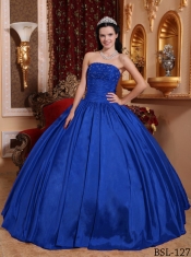 Affordable Sweet 16 Dresses In Blue Ball Gown Strapless With Taffeta Beading