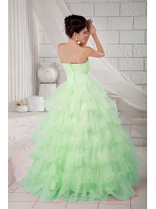 Apple Green Ball Gown Sweetheart Pretty Quinceanera Dresses with  Organza Beading