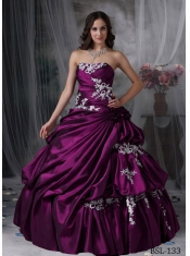 Appliques Fitted Strapless Ball Gown Beautiful Quinceanera Dress 2014