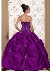 Attractive Multi-tiered Embroidery Fuchsia Beautiful Quinceanera Dress 2014