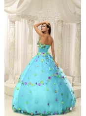 Baby Blue Ball Gown Taffeta Appliques Best Quinceanera Dresses