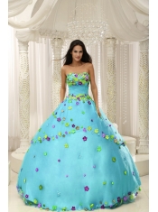 Baby Blue Ball Gown Taffeta Appliques Best Quinceanera Dresses