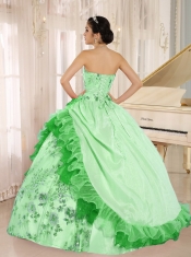 Ball Gown Floor-Length Applqiues and Hand Made Flowers For Cheap Quinceanera Dresses