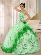 Ball Gown Floor-Length Applqiues and Hand Made Flowers For Cheap Quinceanera Dresses