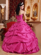 Ball Gown Floor-length  Sweetheart With Appliques Taffeta For Sweet 16 Dresses