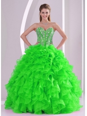 Ball Gown Ruffles and Beading 2013 winter Quinceanera Dresses with Lace up