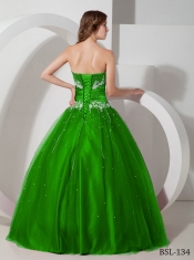 Ball Gown Strapless Pretty Quinceanera Dresses with Taffeta and Tulle Appliques and Beading