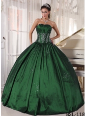 Ball Gown Strapless With Taffeta Embroidery and Beading Classical Quinceanera Dresses