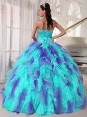 Ball Gown Sweetheart Organza 15th Birthday Dresses with  Appliques