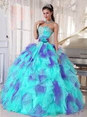 Ball Gown Sweetheart Organza 15th Birthday Dresses with  Appliques