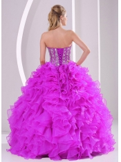 Ball Gown Sweetheart Ruffles and Beaded Decorate  Pretty Quinceanera Dresses