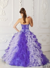 Beading Multi-color Ball-gown Lace-up Sweetheart Floor-length Organza Beautiful Quinceanera Dress