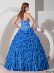 Beautiful Blue Beaded Sleeveless Magnificent Quinceanera Dress Of The Brand New Style