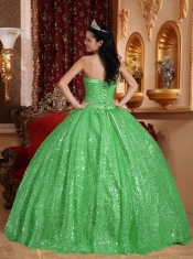 Beautiful Discount Green Ball Gown Sweetheart With Beading Quinceanera Dress