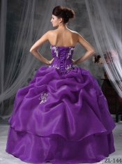 Beautiful Quinceanera Dress In Ball Gown Style And Classical Sweetheart With Organza Appliques