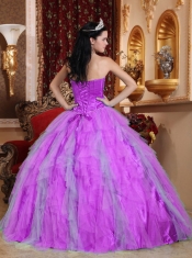 Beautiful Ruffels Sweetheart Tulle Beading Ball Gown Dress in Multi-colour with Ruching