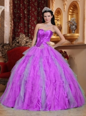 Beautiful Ruffels Sweetheart Tulle Beading Ball Gown Dress in Multi-colour with Ruching
