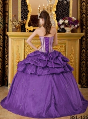 Beautiful Sweet 16 Dresses In Purple Ball Gown Strapless With Appliques Taffeta