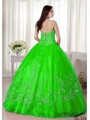 Beautiful Sweetheart  Ball Gown Floor-length Organza Beading and Embroidery Discount Quinceanera Dresses