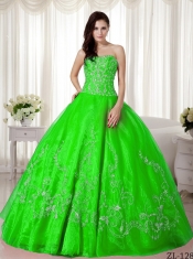 Beautiful Sweetheart Ball Gown Floor-length Organza Beading and Embroidery Discount Quinceanera Dresses