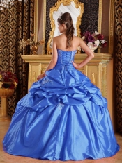 Best Quinceanera Dresses Ball Gown Aqua Blue Embroidery Pick-ups Taffeta