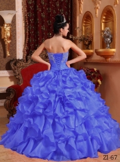 Best Quinceanera Dresses Beading and Ruffles Appliques Purple Strapless Ball Gown