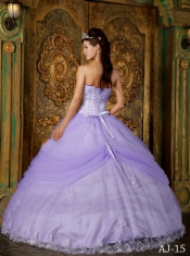 Best Quinceanera Dresses Lilac Ball Gown Appliques Hand Made Flower Tulle