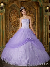 Best Quinceanera Dresses Lilac Ball Gown Appliques Hand Made Flower Tulle