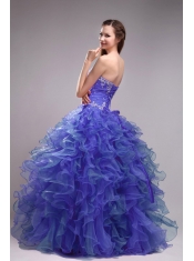 Blue Ball Gown Sweetheart Pretty Quinceanera Dresses with Orangza Appliques