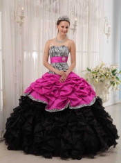Brand New Hot Pink and Black 15th Birthday Dresses with Ball Gown Sweetheart