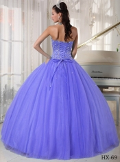 Brand New Lilac Ball Gown Sweetheart Floor-length With Tulle Beading For Sweet 16 Dresses
