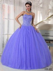 Brand New Lilac Ball Gown Sweetheart Floor-length With Tulle Beading For Sweet 16 Dresses