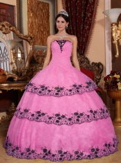 Brand New Pink Ball Gown Strapless Floor-length 2014 Spring Quinceanera Dresses