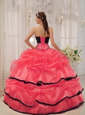Brand New Red and Black Ball Gown Strapless Floor-length 2014 Spring Quinceanera Dresses
