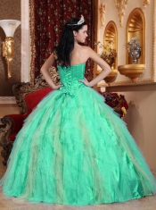 Brand New Sweetheart Apple Green Ball Gown Floor-length Tulle Beading Beautiful Quinceanera Dress For 2014