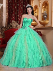 Brand New Sweetheart Apple Green Ball Gown Floor-length Tulle Beading Beautiful Quinceanera Dress For 2014