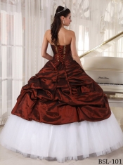 Burgundy Taffeta and Tulle Sweetheart Beautiful Quinceanera Dress For Miss World