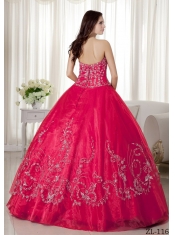 Cheap Ball Gown With Sweetheart Organza Beading and Embroidery For Classical Quinceanera Dress