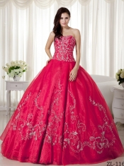 Cheap Ball Gown With Sweetheart Organza Beading and Embroidery For Classical Quinceanera Dress