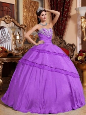 Cheap Discount Quinceanera Dress In Purple Ball Gown Sweetheart With Appliques