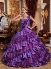 Classical Ball Gown With One Shoulder And Hand Made Flowers Quinceanera Dress Classical Ball Gown With One Shoulder And Hand Made Flowers Quinceanera Dress